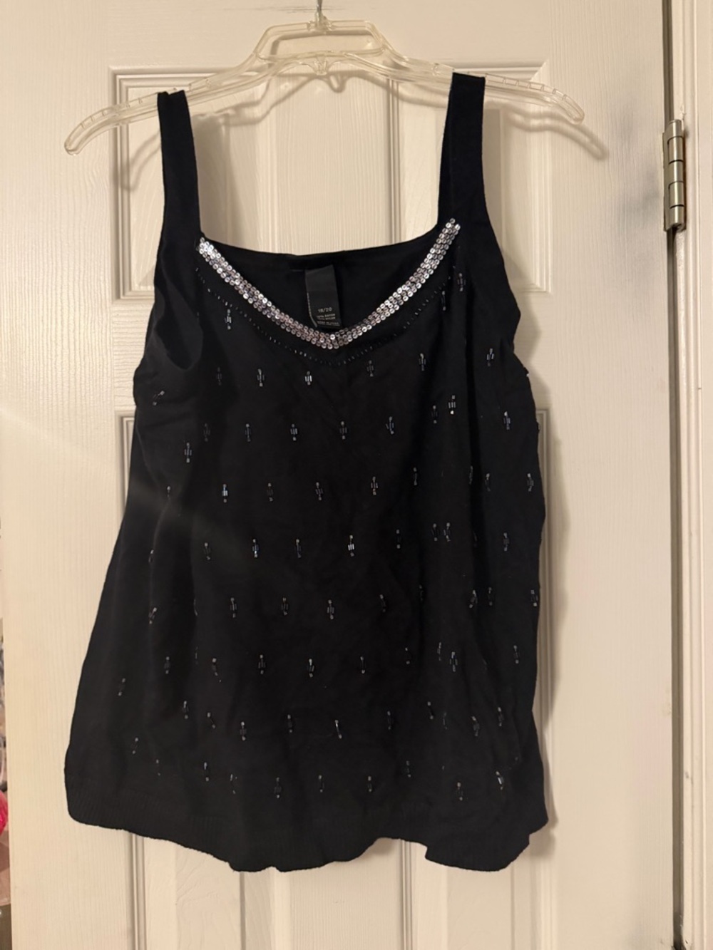 Lane Bryant Black Sequin-Trim Tank Top